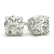 14k White Gold Plated 3CT Round Brilliant Cut Moissanite Solitaire Stud Earrings - £91.37 GBP