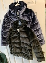2 Old Navy Velour Satin Girls Hooded Coats Jackets W/ Pockets Zip Sz. 8 ... - $29.00
