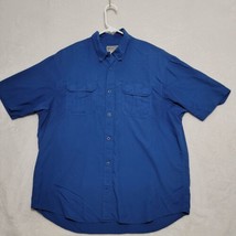 Duluth Trading Company Men&#39;s Shirt XL Extra Large Blue Short Sleeve Button Up - £21.14 GBP