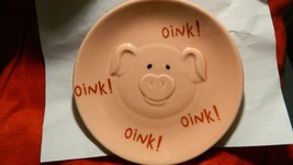 Vintage Ceramic Pink Pig Plate 7&amp;1/2 Inch Oink Oink Oink Oink Free Usa Ship - £18.63 GBP