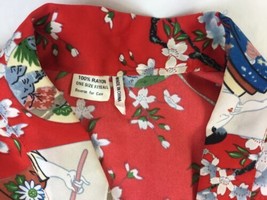 Red Rayon Geisha Cherry Blossom Short Kimono Robe Belted  Used - $24.73