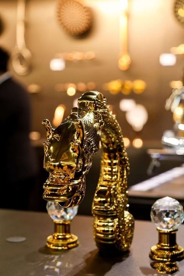 GOLD 8&quot; widespread bathroom luxury dragon tub Faucet tap crystal handles - $7,799.00