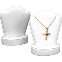 2 White Leather Pendant Necklace Displays Jewelry Case - £10.89 GBP