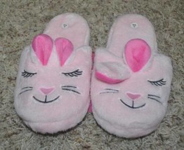 Girls Slippers Plush Easter Bunny Rabbit Pink Slide Scuff Slippers-size XL - $9.90