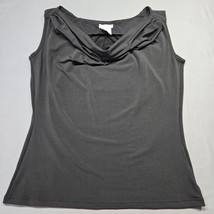 Worthington Women Shirt Size M Black Stretch Preppy Cowl Neck Sleeveless Classic - £8.80 GBP