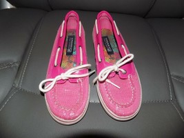 Sperry Top Sider Biscayne 1 Eye Pink Sequin YG42851F Size 1.5M Girl&#39;s EUC - $20.44