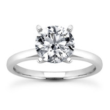 0.92 Carat Certified Diamond Solitaire Ring Round E VS2 Treated 14K White Gold - £2,154.26 GBP