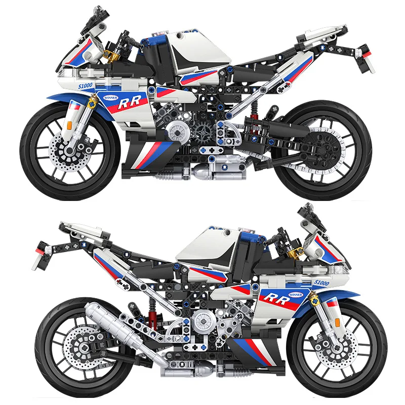 Technical Series Retro Racing Motorcycle City Speed Car Building Blocks M - £97.37 GBP+