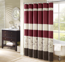 Madison Park Serene Flora Fabric Shower Curtain, Mbroidered Transitional Shower  - £31.28 GBP