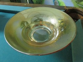 Carnival Iridiscent Marigold large bowl, 3 1/2&quot; X 10&quot; CENTERPIECE [GL-2]  - £43.52 GBP