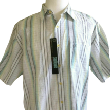 SouthPole Men&#39;s Casual Short Sleeve Shirt Size L Striped Cotton - NEW - £18.96 GBP