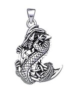 Jewelry Trends Sterling Silver Dragon with Celtic Crescent Moon Pendant - £59.94 GBP