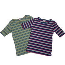 LuLaRoe Womens Striped Casual Tops Size M Cotton/Polyester Short Sleeve ... - $9.09