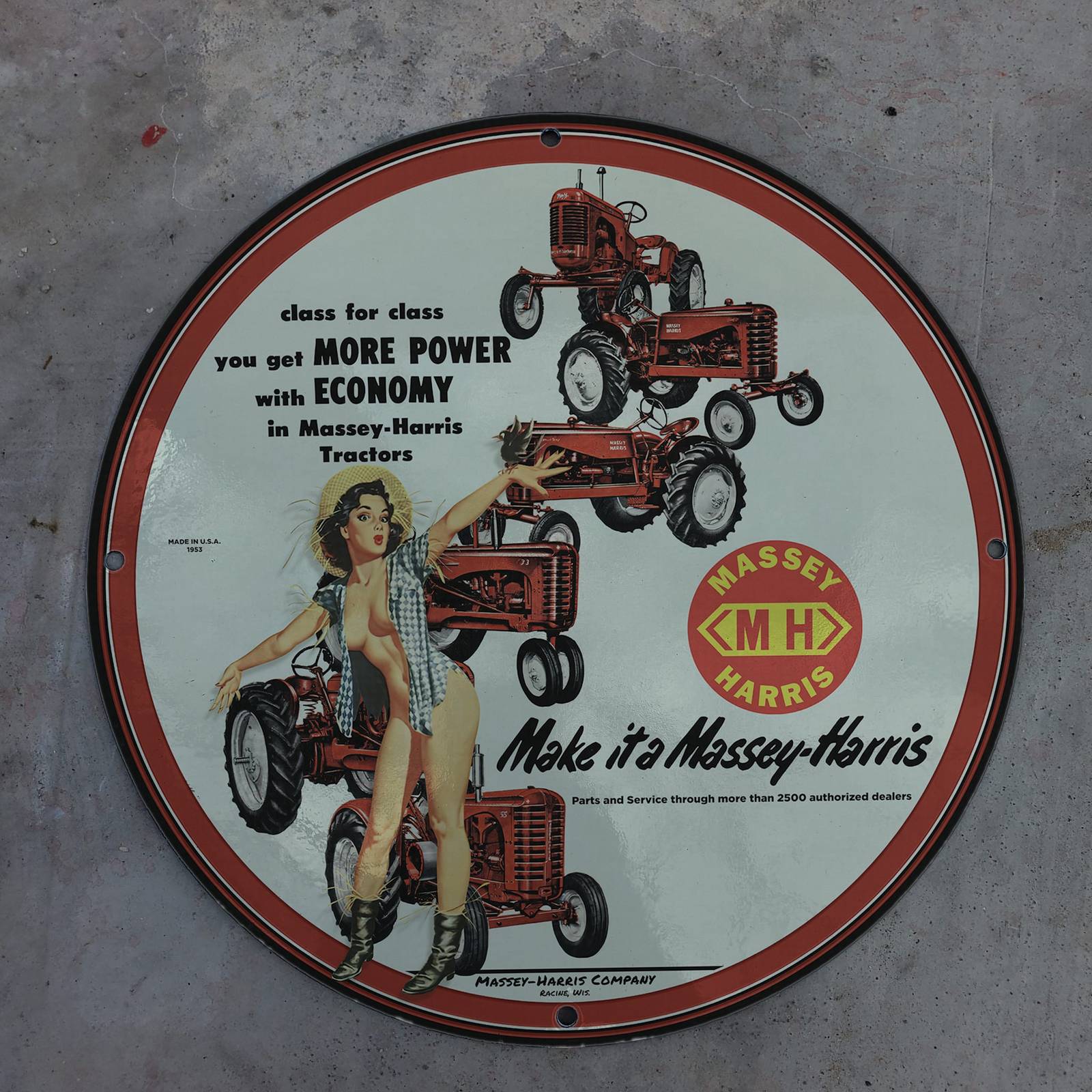 Primary image for 1953 Vintage Style Massey-Harris Tractor Company Fantasy Porcelain Enamel Sign