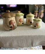 Arnels Ceramic Mushroom Canister Lot of 4 Kitchen Decor Whimsical 70s Vi... - £71.40 GBP