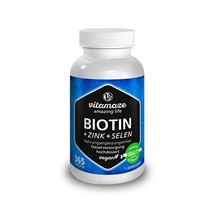 Biotin Hair Growth Supplement, 365 Tablets vegan: 10000mcg Biotin + Zinc... - $40.00