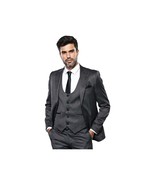 Men 3pc European Vested Suit WESSI by J.VALINTIN Extra Slim Fit JV26 Dar... - $211.16 CAD