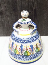 Large Vintage Delacal Figural Pottery Woman Bell Cheese Dome 7.5&quot; Spanish  - £34.25 GBP