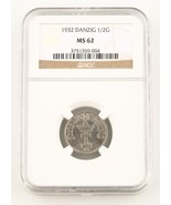 1932 Danzig 1/2 Gulden Nickel Coin MS-62 NGC Gdansk Poland Free City KM-153 - €267,77 EUR
