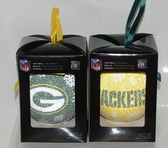 Team Sports NFL Football Green Bay Packers LED Christmas Ornament Set of 2 - £12.64 GBP