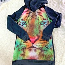 Love Womens Sz M Cat Bling Long Sleeve Hoodie Kitten Cat Sweatshirt Black M/C - $13.86