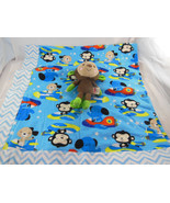 Bue cotton flannel 2 layer baby blanket with airplanes dog + Fisher pric... - $373.45 MXN