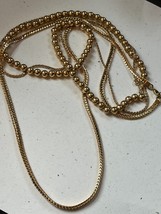 Lot of Napier Hollow Round Goldtone Bead &amp; Long Mesh &amp; Braided Chain Nec... - £11.88 GBP