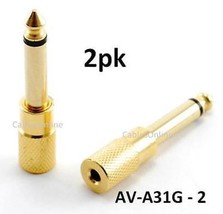 2Pk Gold 3.5Mm Mono Jack To 1/4&quot; Mono Plug Adapter - £17.22 GBP