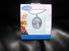 Frozen Elsa Silver/Blue Tone Oval Pendant W/Crystals Necklace Gift Boxed NEW - £16.34 GBP
