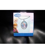 Frozen Elsa Silver/Blue Tone Oval Pendant W/Crystals Necklace Gift Boxed... - £16.07 GBP