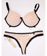 MADAME SUPERTRASH Pushy Dot PADDED BRA 36D &amp; String Dot THONG L Free Shi... - $108.22 CAD