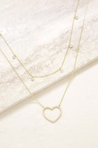Crystal Heart and Drop Layered 18k Gold Plated Necklace Set of 2 - £39.07 GBP
