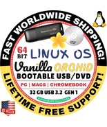 VANILLA LINUX OS KINETIC 1, ORCHID 2,  64-BIT USB/DVD, BOOT FULL for MAC... - $8.90+
