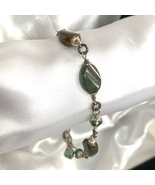 MK# Green &amp; Brown Agate &amp; Sterling 925 Silver Bracelet - £50.68 GBP