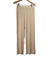 MNG Suit Sparkling Dress Pants High Rise Waist Ribbed Wide Leg Pants Bei... - £13.41 GBP
