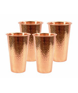 Pure Copper Water Glass Set Drink Ware Set Brown Set Of 4 Line Glass Set... - $697.74 MXN