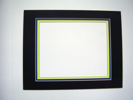 Picture Framing Mats Black with Blue and Neon Green 11x14 for 8x10 photo - £9.55 GBP