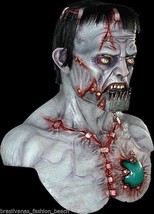 Super Deluxe Mega Frankenstein Realistic Mask W/Chest Collector Horror Monster - £63.92 GBP