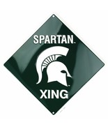 Michigan State SPARTAN XING 12&quot; x 12&quot; Embossed Metal Crossing Sign - £7.77 GBP