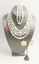 Rare Coro Germany Opaline Glass Parure With Tags Necklace Bracelet Earrings - £502.32 GBP
