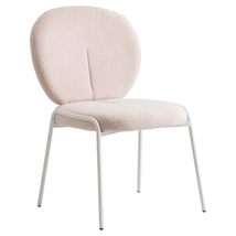 LeisureMod Mid-Century Modern Beige Boucle Dining Side Chair with Black ... - $147.00