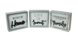 Set of 3 Metal Framed Wooden Shadow Box Home and Family Plaques 7 X 6 Inches - £19.62 GBP
