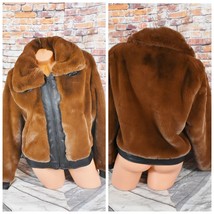 Blank NYC Large Coat Jacket Bomber Soft Faux Fur W Faux Leather Moto - £53.86 GBP