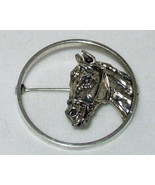 vintage 60s retro BEAU Sterling Silver Circle Pin Horse Head brooch - $22.00