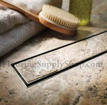 Quartz Linear Drain Tile 55 Plain Edge - Stainless Steel - $898.00
