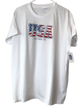 USA Made in America 2018 T Shirt Unisex Adult 2X White Sparkling USA Sym... - $10.00