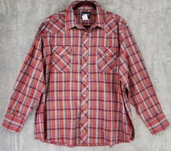 Wrangler Shirt Mens 2X Big Red Blue Plaid Western Cowboy Pearl Snap Long Sleeve - £15.81 GBP