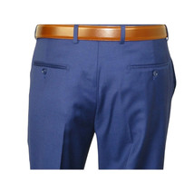Mens Mantoni Flat Front Trousers Wool Super 140s Classic Fit 40901 French Blue image 6