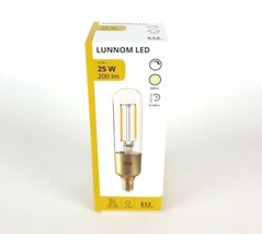 IKEA Lunnom LED Bulb E12 200 Lumen Dimmable / Tube-Shaped Clear Glass 1" New - $15.74
