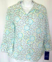 J H Collectibles Shirt Blouse Top Button SMALL JH 3/4 Sleeve Multi Color NEW - £26.97 GBP